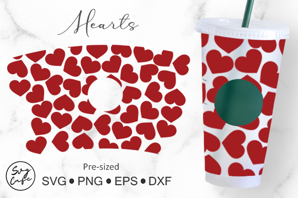 24oz Venti Cold Cup Hearts