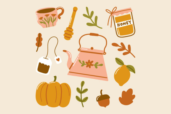 Autumn Hygge Doodle Cozy Tea Cup Pumpkin