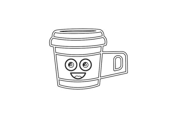 Coffee Cup Breakfast Kawaii Outline