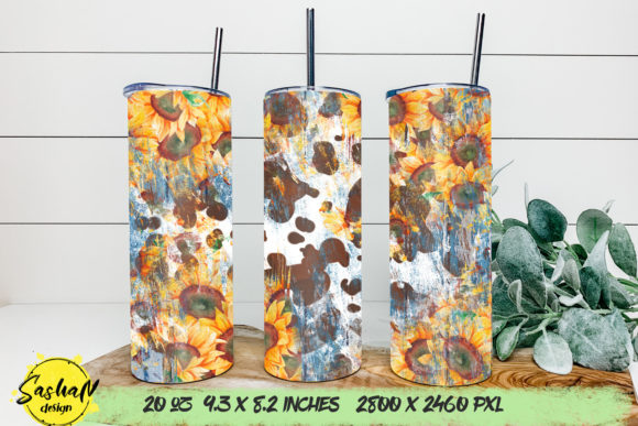 Cow Print and Sunflower Tumbler Wrap