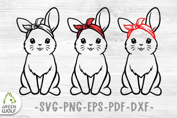 Farm Animals - Bunny with Bandana SVG