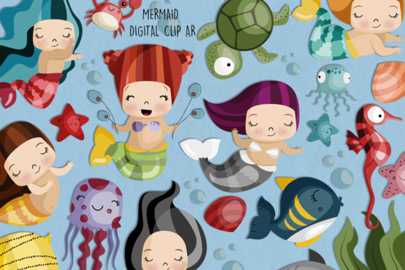 Mermaid SVG Clipart Set of 25