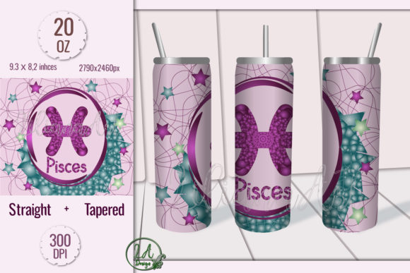 Pisces. Skinny Tumbler Wrap Design