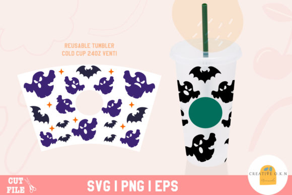 Seamless Full Wrap Ghost Halloween SVG