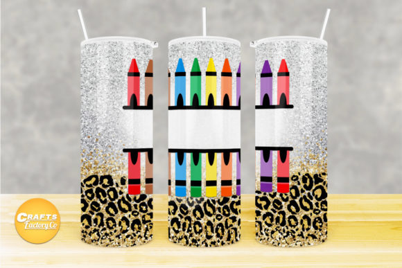 Skinny Tumbler Crayons Leopard Glitter