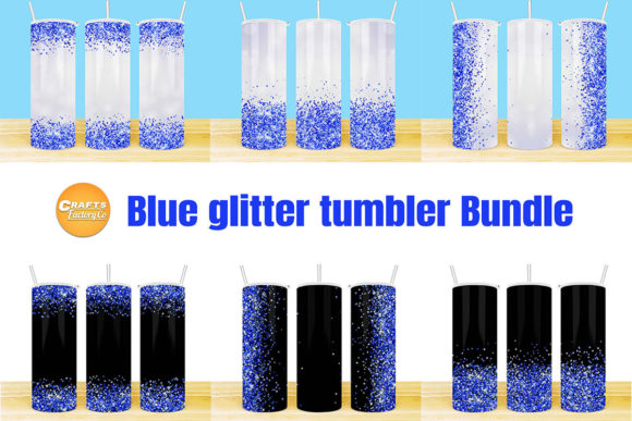 Skinny Tumbler Sublimation Blue Glitter