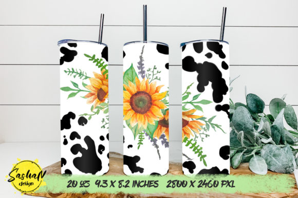 Sunflower and Cow Print Tumbler Design