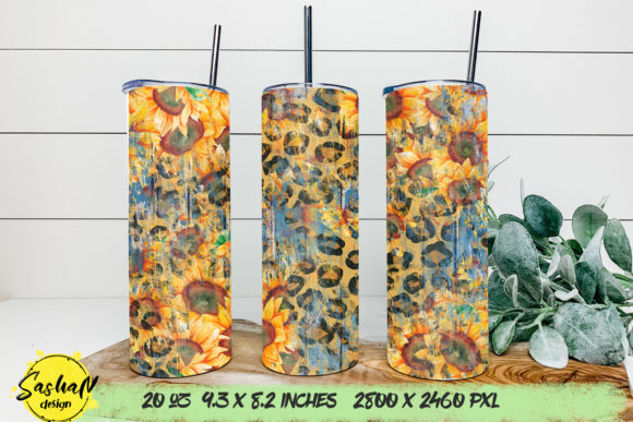 Sunflower and Leopard Print 20oz Tumbler