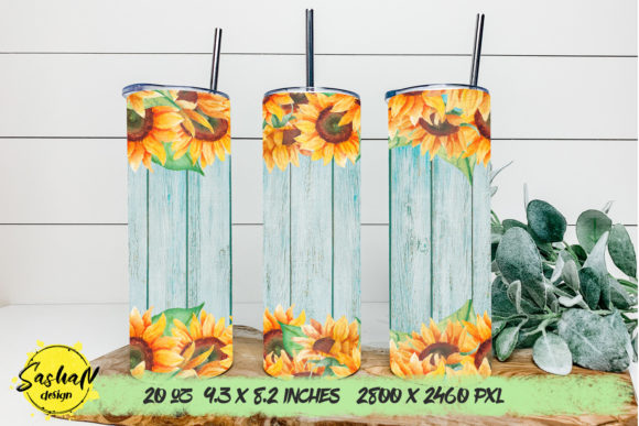 Sunflower and Wood Skinny Tumbler PNG