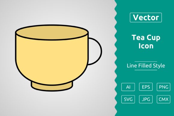 Vector Tea Cup Filled Outline Icon