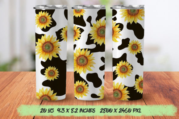 Watercolor Sunflower Cow Print Tumbler