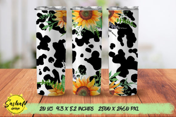 Watercolor Sunflower Cow Tumbler