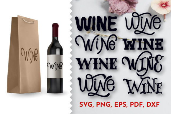 Wine Bottle Label Design Lettering. SVG